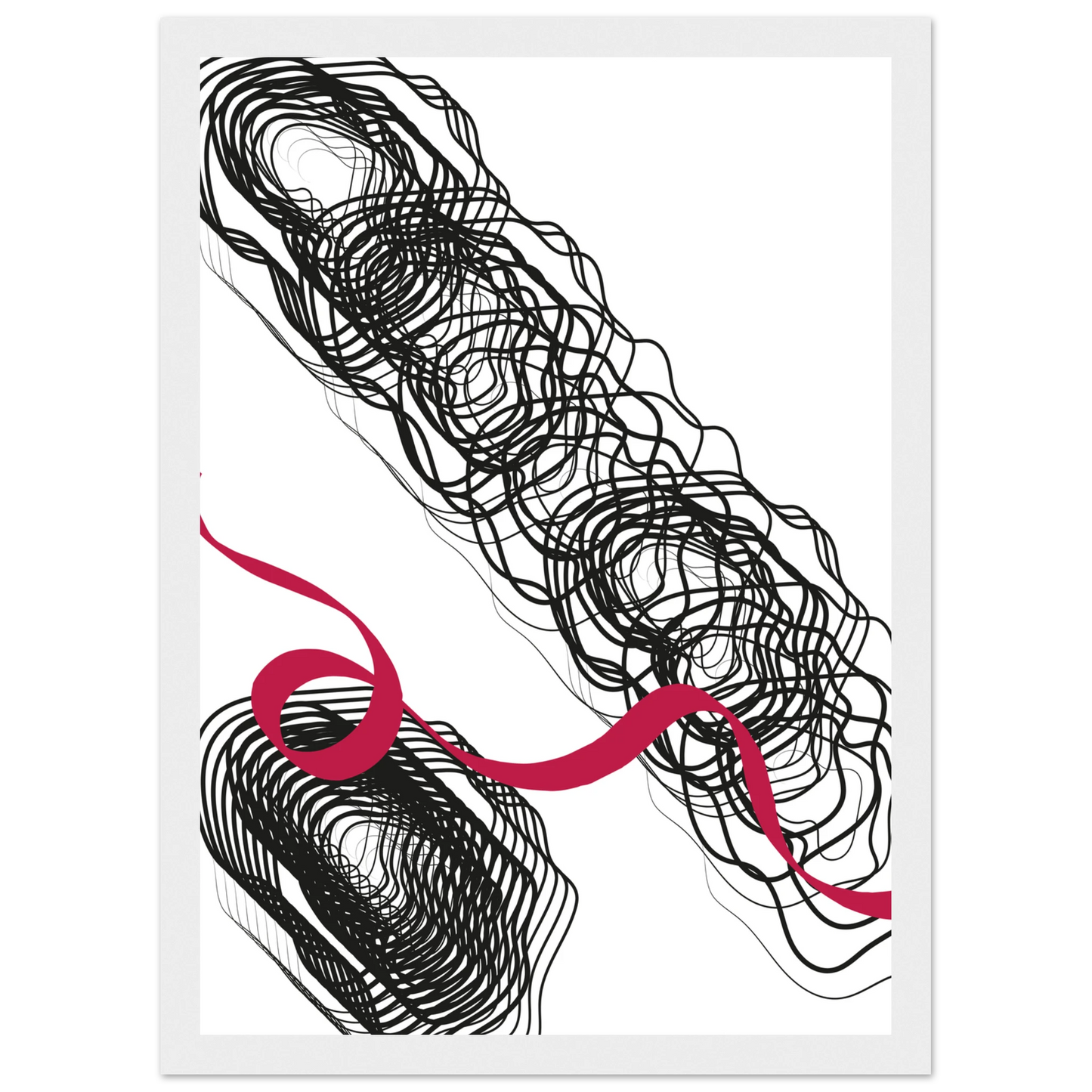 Abstract swirls ribbon framed art print by anya trut modern minimalist wall decor in your choice of size frame art print in a Wood frame size A1 (59.4 x 84.1  cm) affordable wall art by Art Aunty NZ