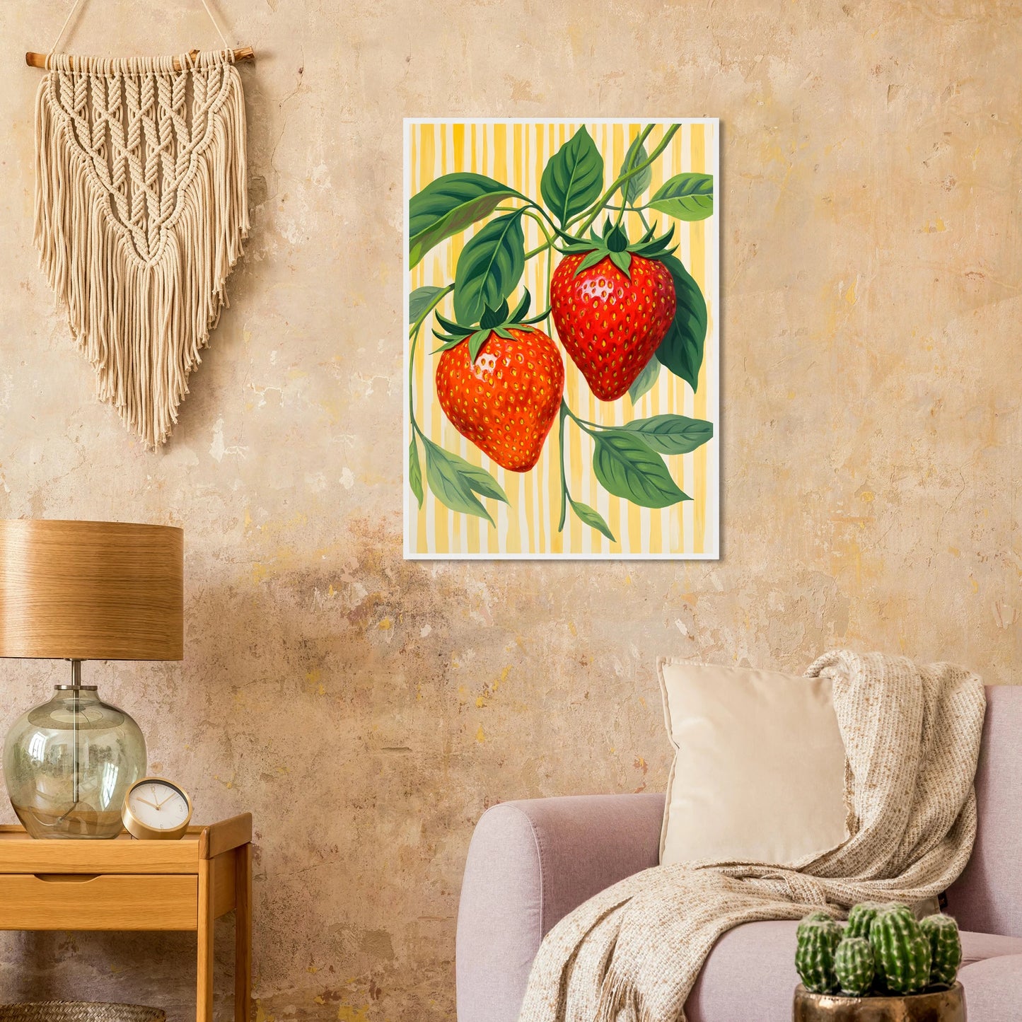 Strawberry bliss vibrant botanical art print by anya trut choose your size frame art print in a  size  affordable wall art by Art Aunty NZ