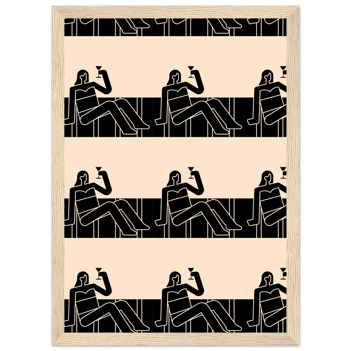 Chillin art print in a Wood frame size A2 (42 x 59.4  cm) affordable wall art by Art Aunty NZ