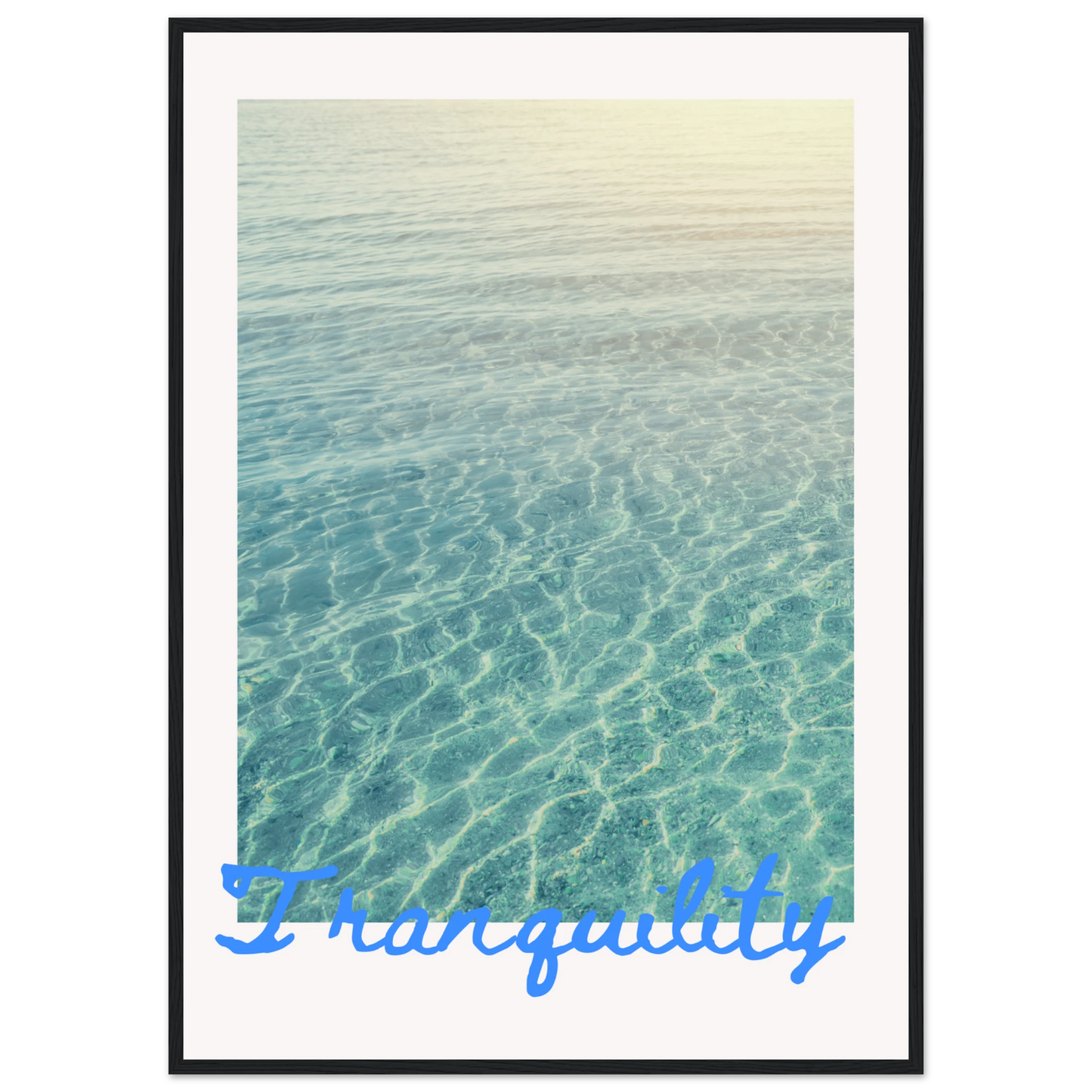 Tranquility framed serene water reflection art print by anya trut in your choice of size and frame finish art print in a Black frame size A2 (42 x 59.4  cm) affordable wall art by Art Aunty NZ
