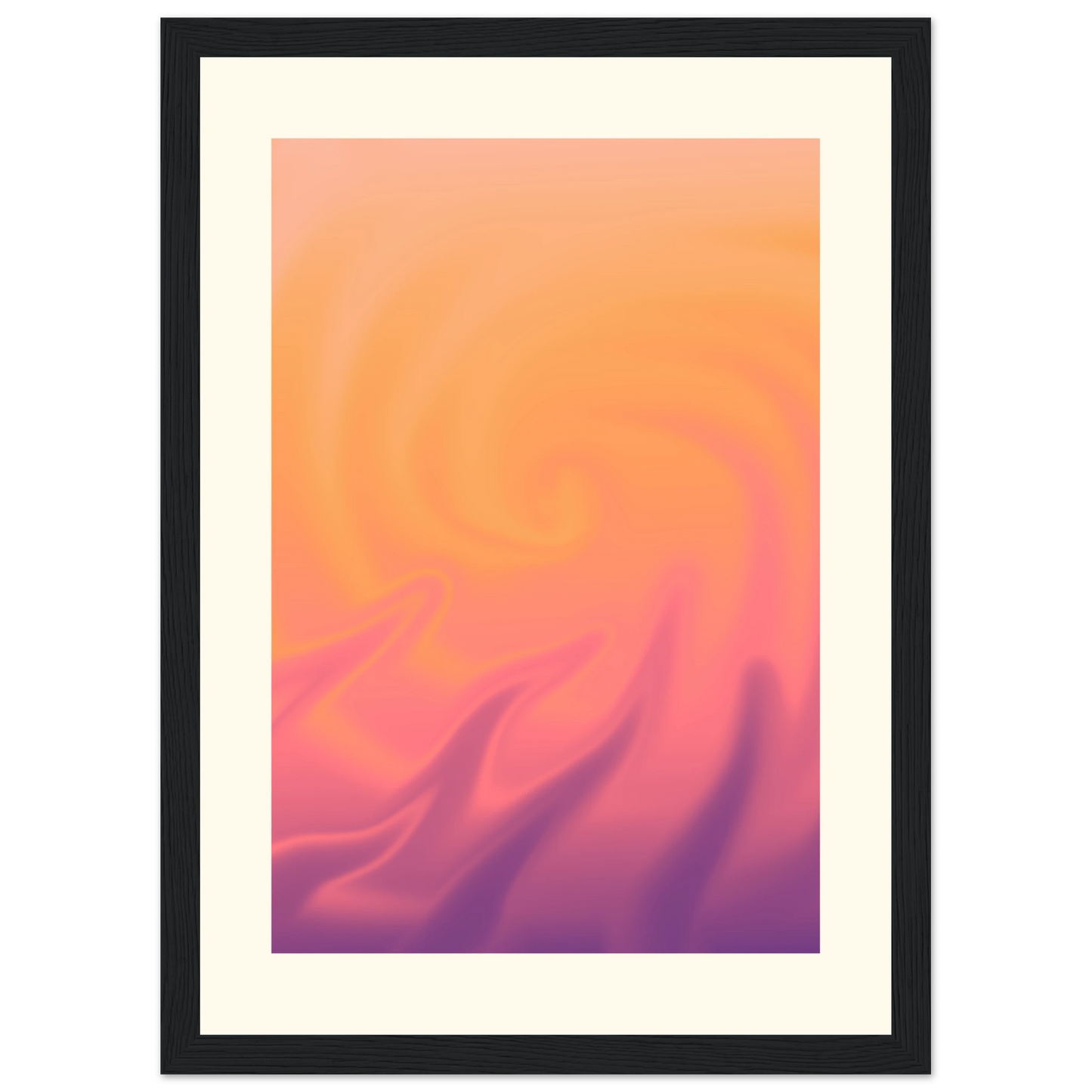 Abstract swirl framed poster radiant sunset hues by anya trut choose your size frame art print in a White frame size A2 (42 x 59.4  cm) affordable wall art by Art Aunty NZ