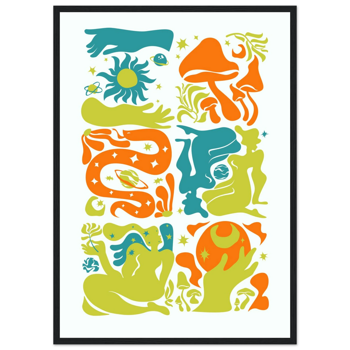 Swimmer art print in a Wood frame size A1 (59.4 x 84.1  cm) affordable wall art by Art Aunty NZ