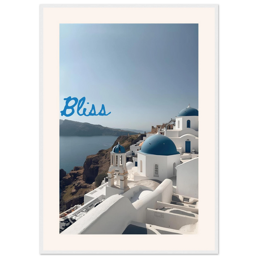 Bliss art print in a White frame size 21x29.7 cm / 8x12" affordable wall art by Art Aunty NZ