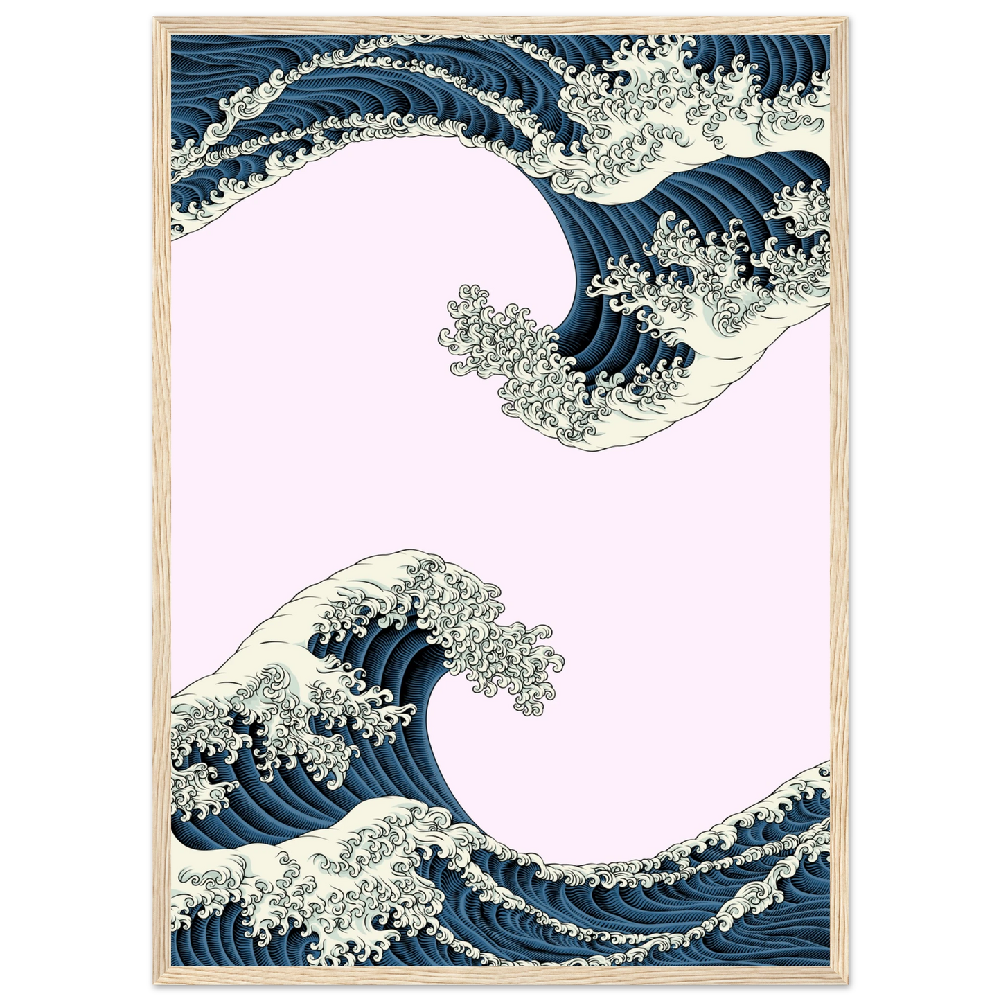 White caps art print in a Black frame size 21x29.7 cm / 8x12" affordable wall art by Art Aunty NZ