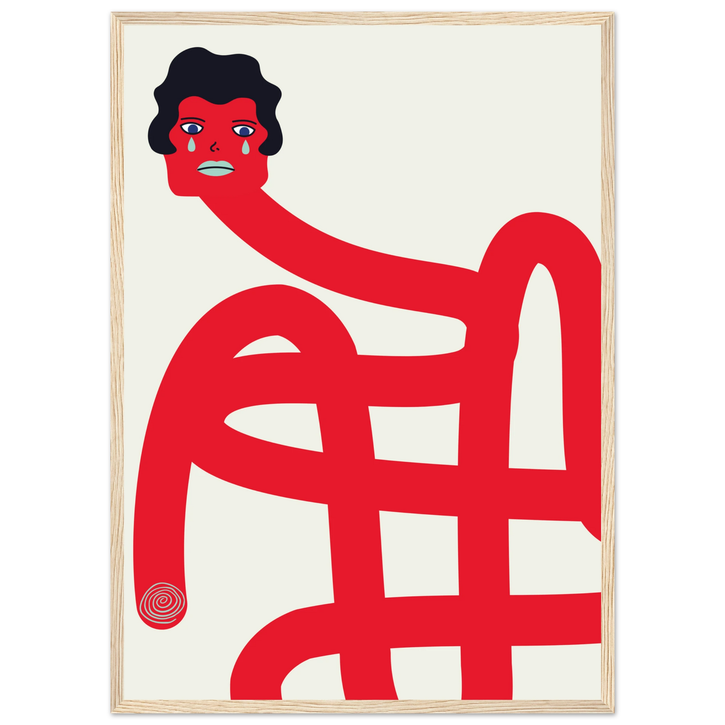 Crybaby framed art print by anya trut expressive abstract wall decor in your choice of size frame art print in a White frame size A1 (59.4 x 84.1  cm) affordable wall art by Art Aunty NZ