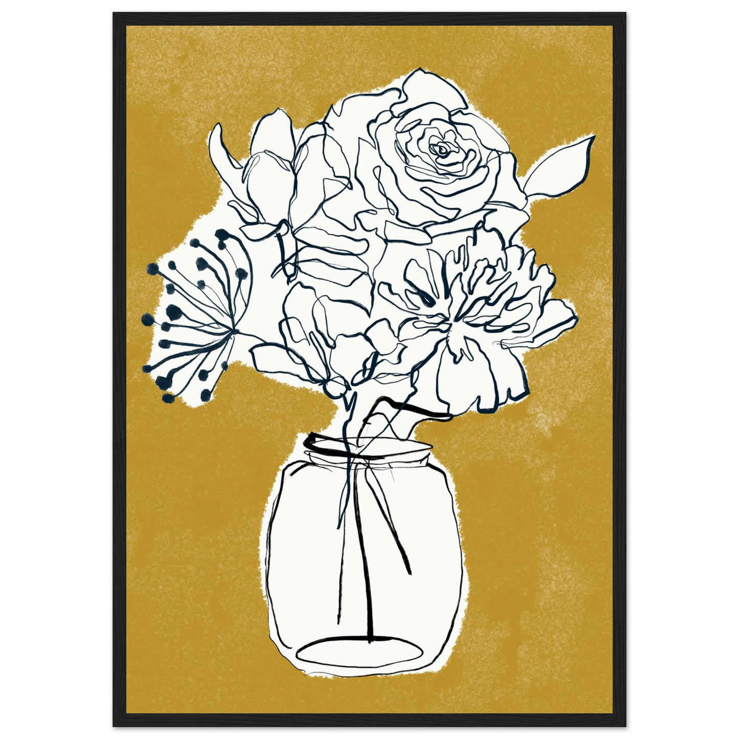 Minimalist floral sketch poster elegant botanical art print for modern interiors in your choice of frame art print in a White frame size A2 (42 x 59.4  cm) affordable wall art by Art Aunty NZ