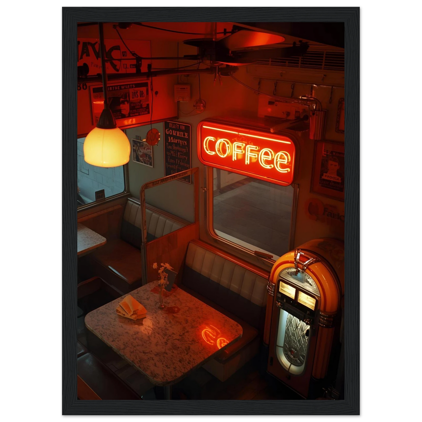 Into the night art print in a Black frame size A2 (42 x 59.4  cm) affordable wall art by Art Aunty NZ