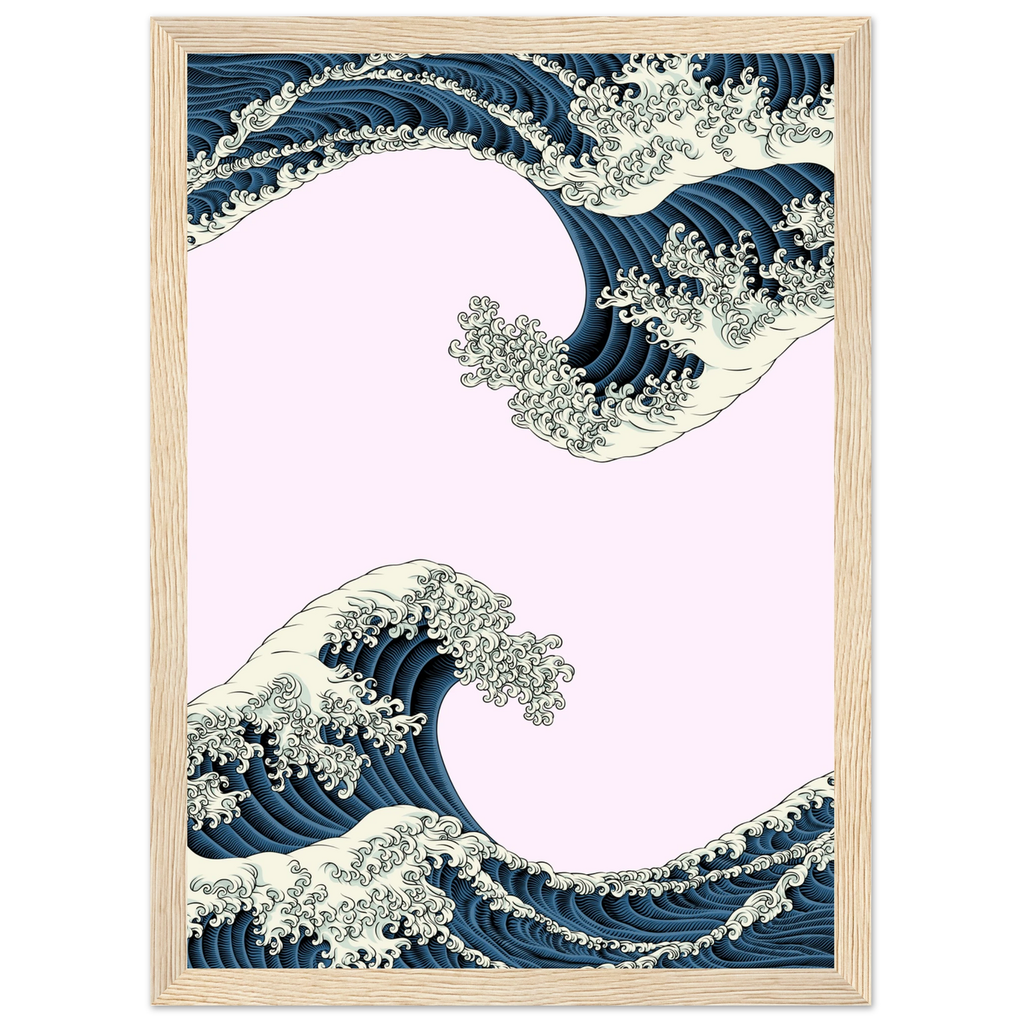 White caps art print in a Black frame size A2 (42 x 59.4  cm) affordable wall art by Art Aunty NZ