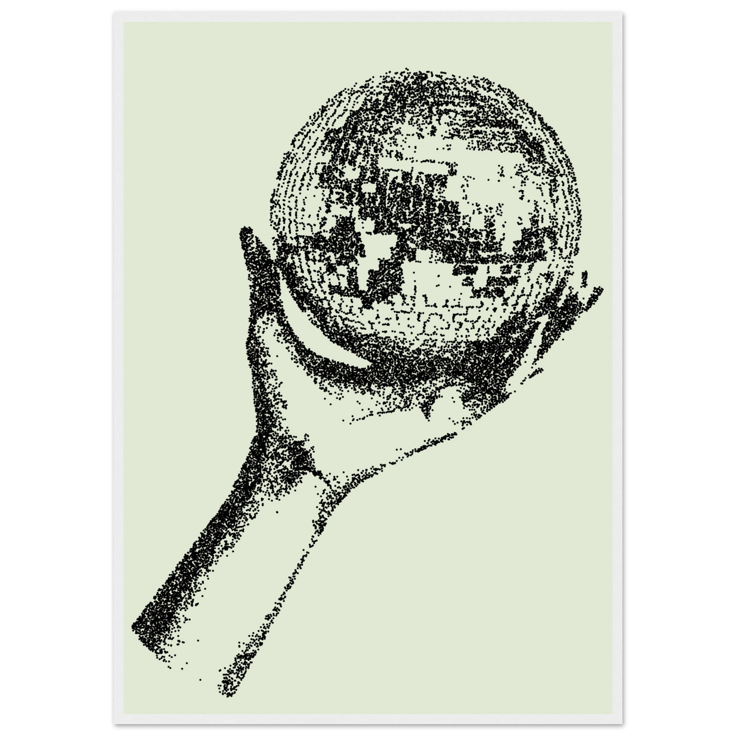 Digital disco ball hand global vision framed poster choose your size frame art print in a White frame size 21x29.7 cm / 8x12" affordable wall art by Art Aunty NZ