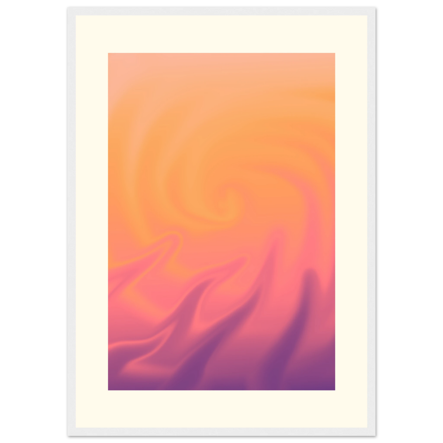 Abstract swirl framed poster radiant sunset hues by anya trut choose your size frame art print in a Wood frame size A2 (42 x 59.4  cm) affordable wall art by Art Aunty NZ