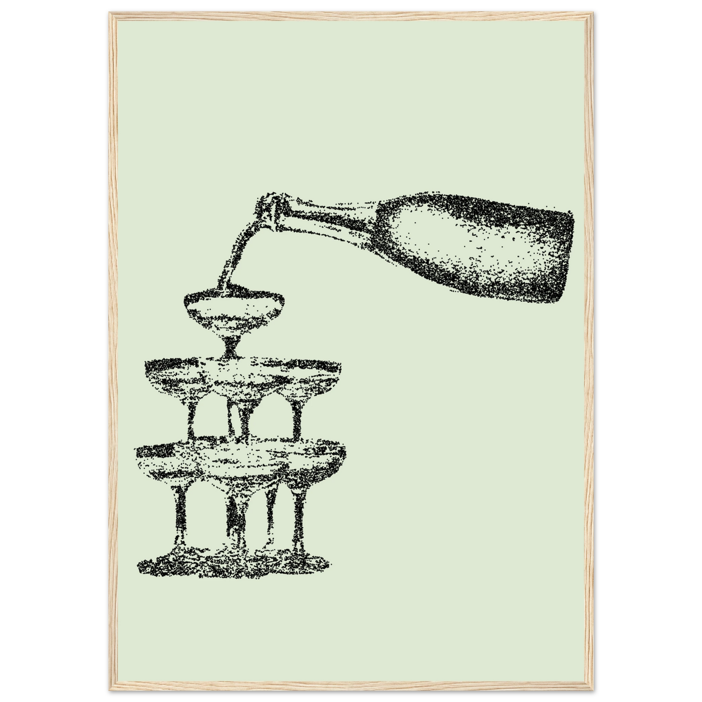 Champagne cascade elegant dotted art print by anya trut choose your size frame art print in a Black frame size A1 (59.4 x 84.1  cm) affordable wall art by Art Aunty NZ