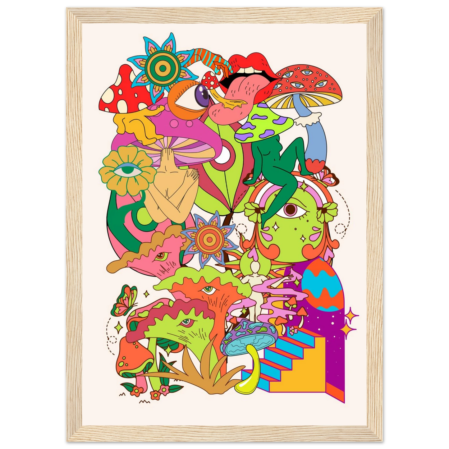 Delic art print in a Wood frame size 21x29.7 cm / 8x12" affordable wall art by Art Aunty NZ