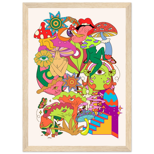 Delic art print in a Wood frame size 21x29.7 cm / 8x12" affordable wall art by Art Aunty NZ