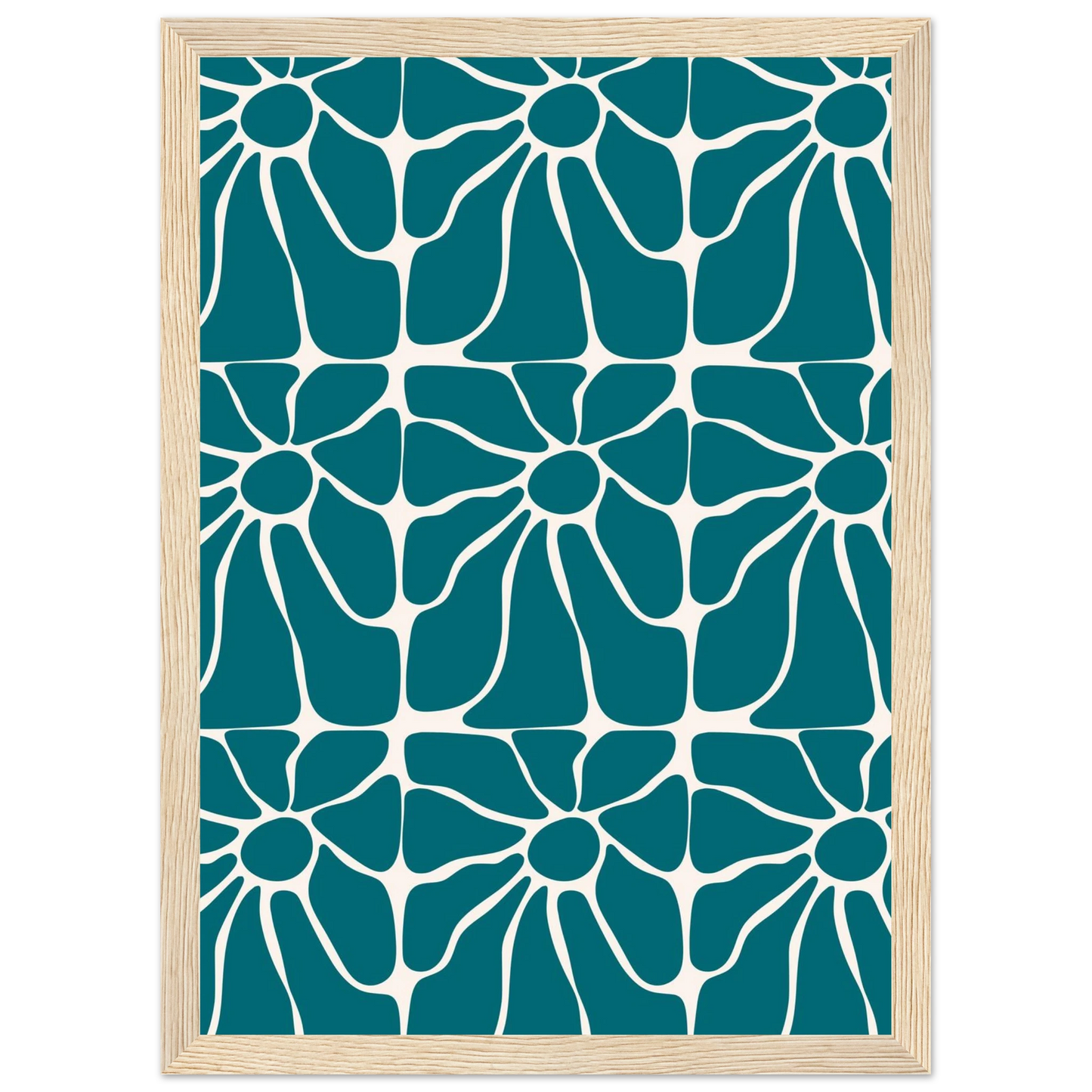 Teal talks art print in a Wood frame size A2 (42 x 59.4  cm) affordable wall art by Art Aunty NZ