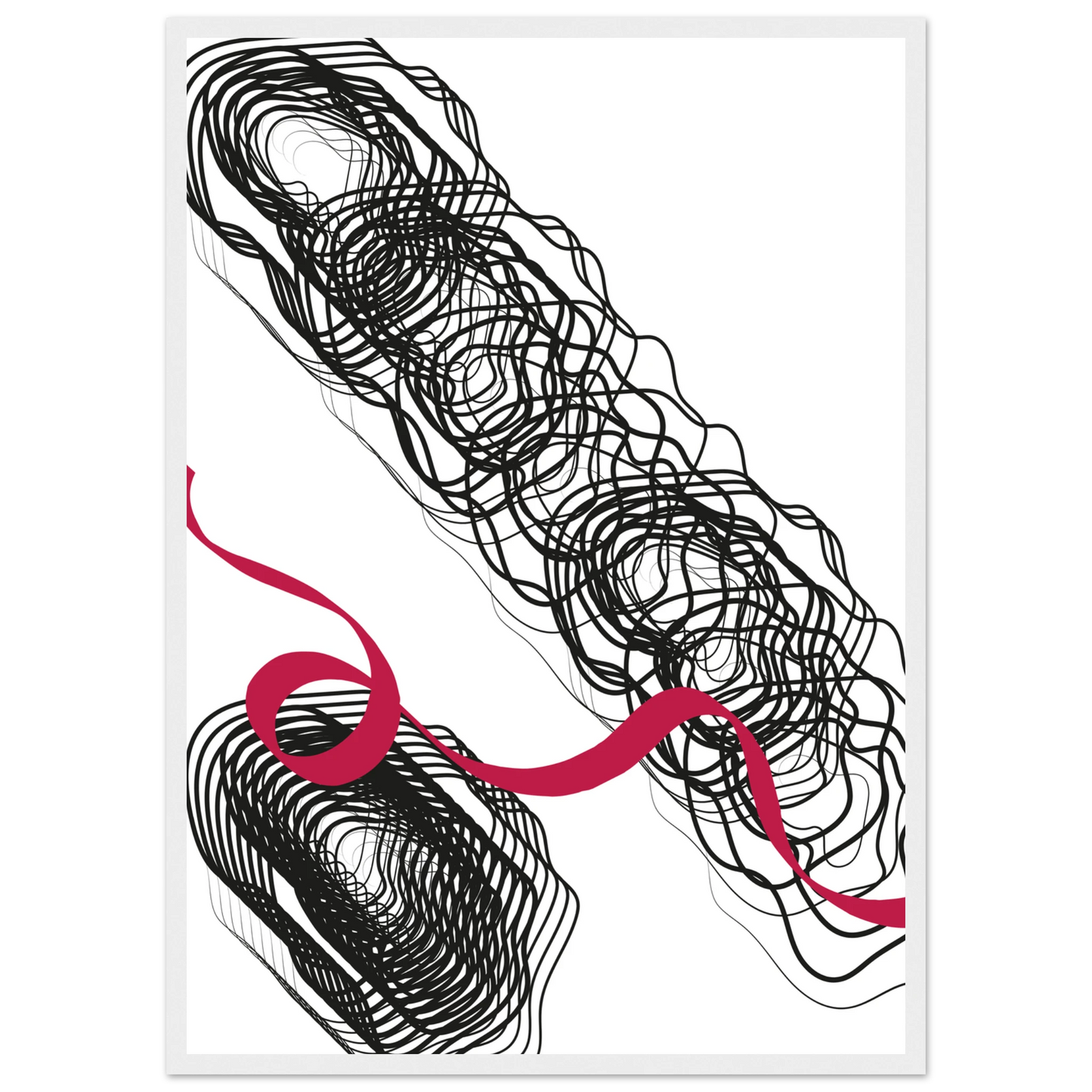 Abstract swirls ribbon framed art print by anya trut modern minimalist wall decor in your choice of size frame art print in a Wood frame size A2 (42 x 59.4  cm) affordable wall art by Art Aunty NZ