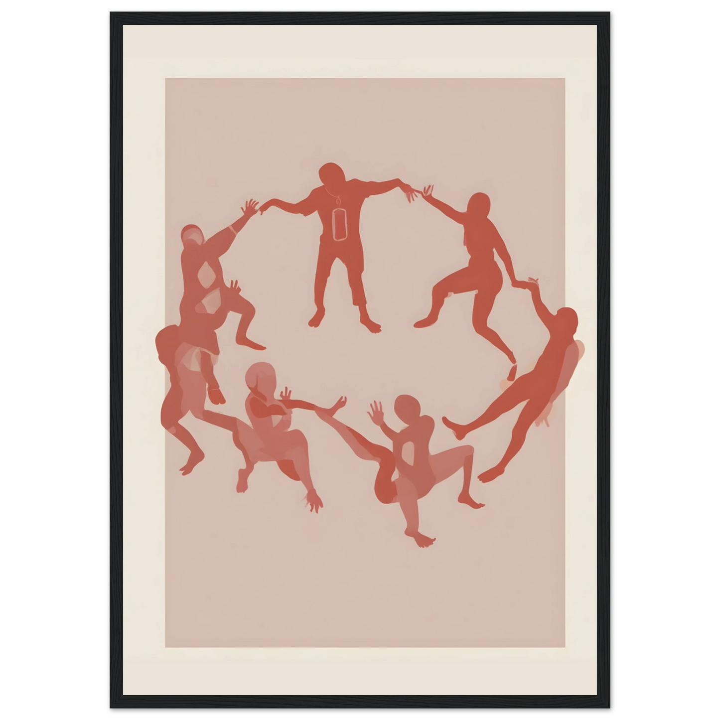 Unity in motion by anya trut modern figurative art print available in multiple sizes and frames art print in a Black frame size A2 (42 x 59.4  cm) affordable wall art by Art Aunty NZ