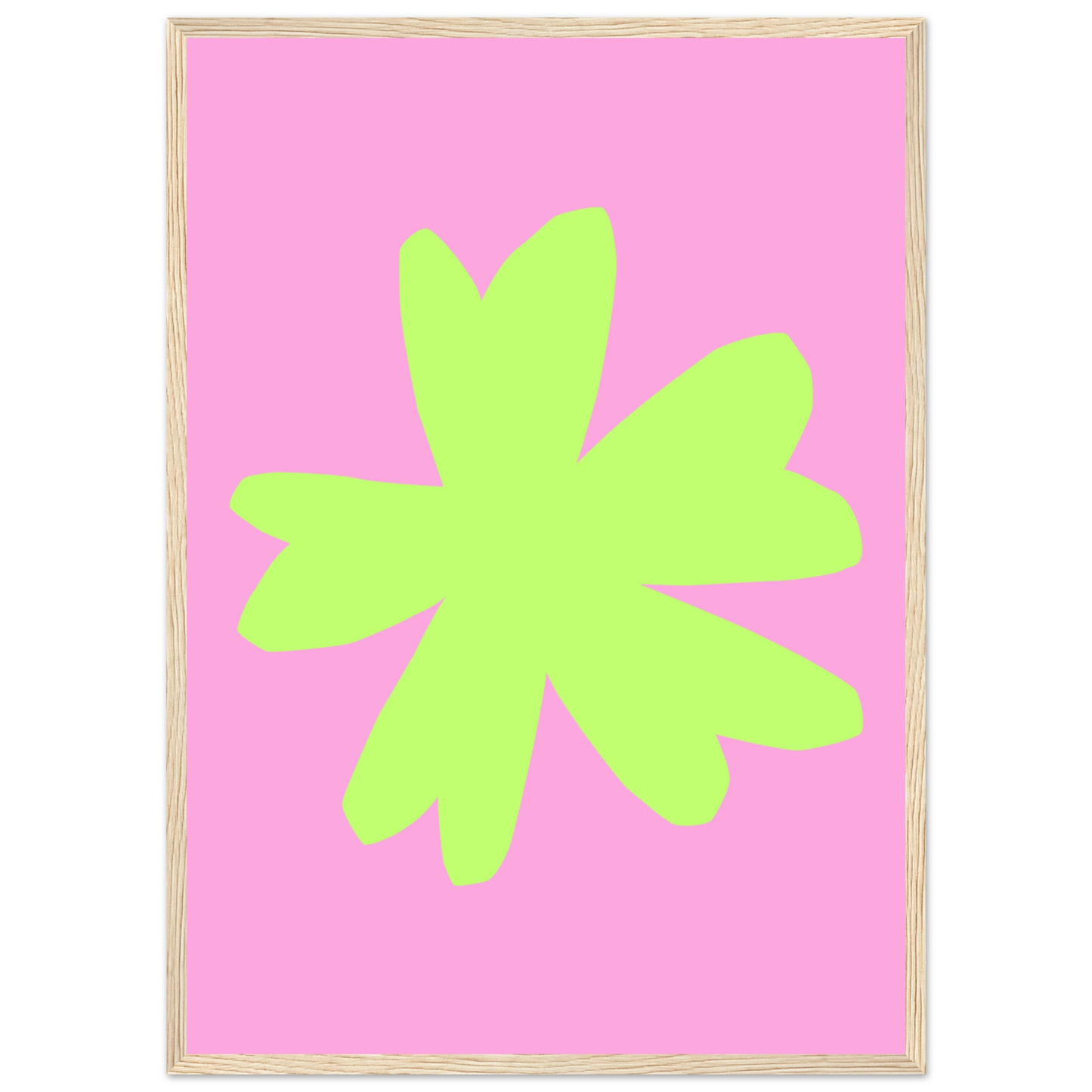 Vibrant blossom pink lime abstract floral print framed wall art by anya trut art print in a White frame size A1 (59.4 x 84.1  cm) affordable wall art by Art Aunty NZ