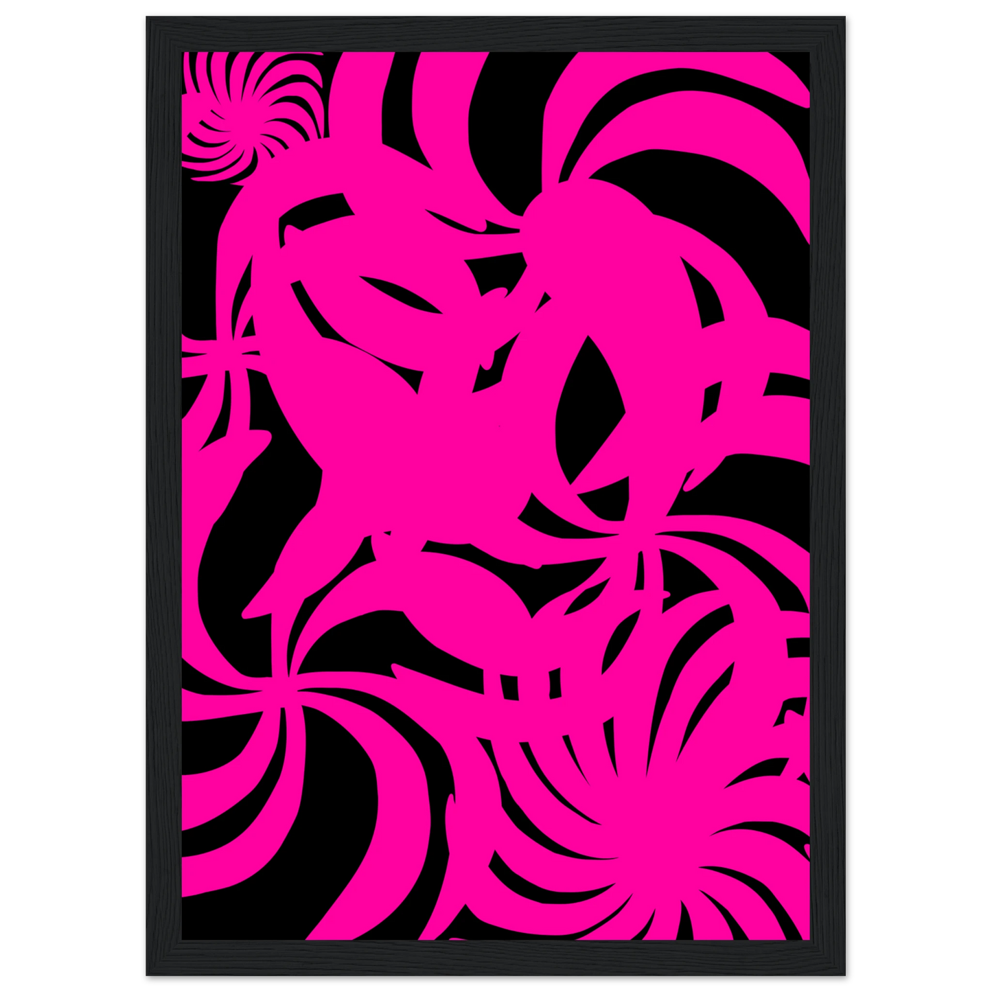Vibrant neon swirls art print dynamic abstract wall decor in your choice of size and frame art print in a White frame size A2 (42 x 59.4  cm) affordable wall art by Art Aunty NZ