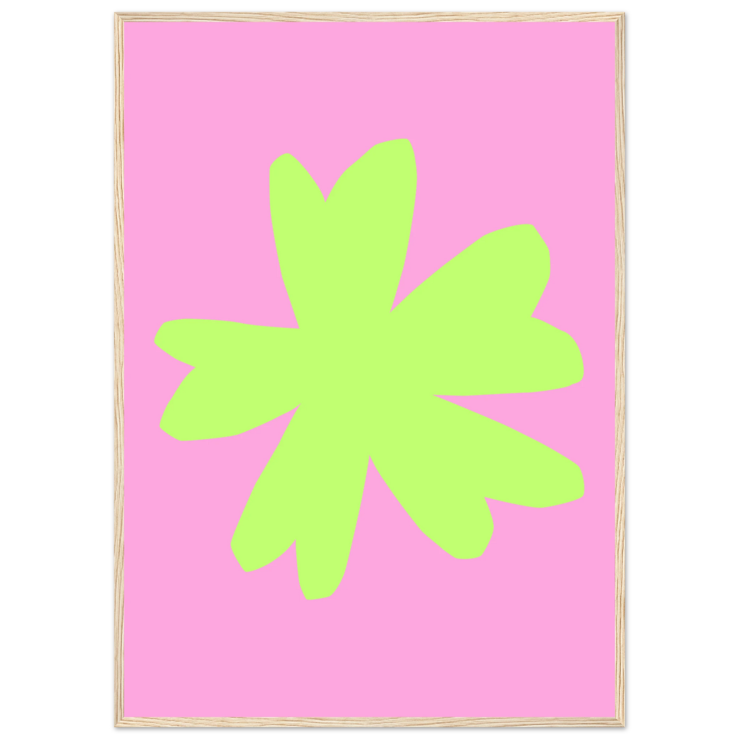 Vibrant blossom pink lime abstract floral print framed wall art by anya trut art print in a Black frame size A1 (59.4 x 84.1  cm) affordable wall art by Art Aunty NZ