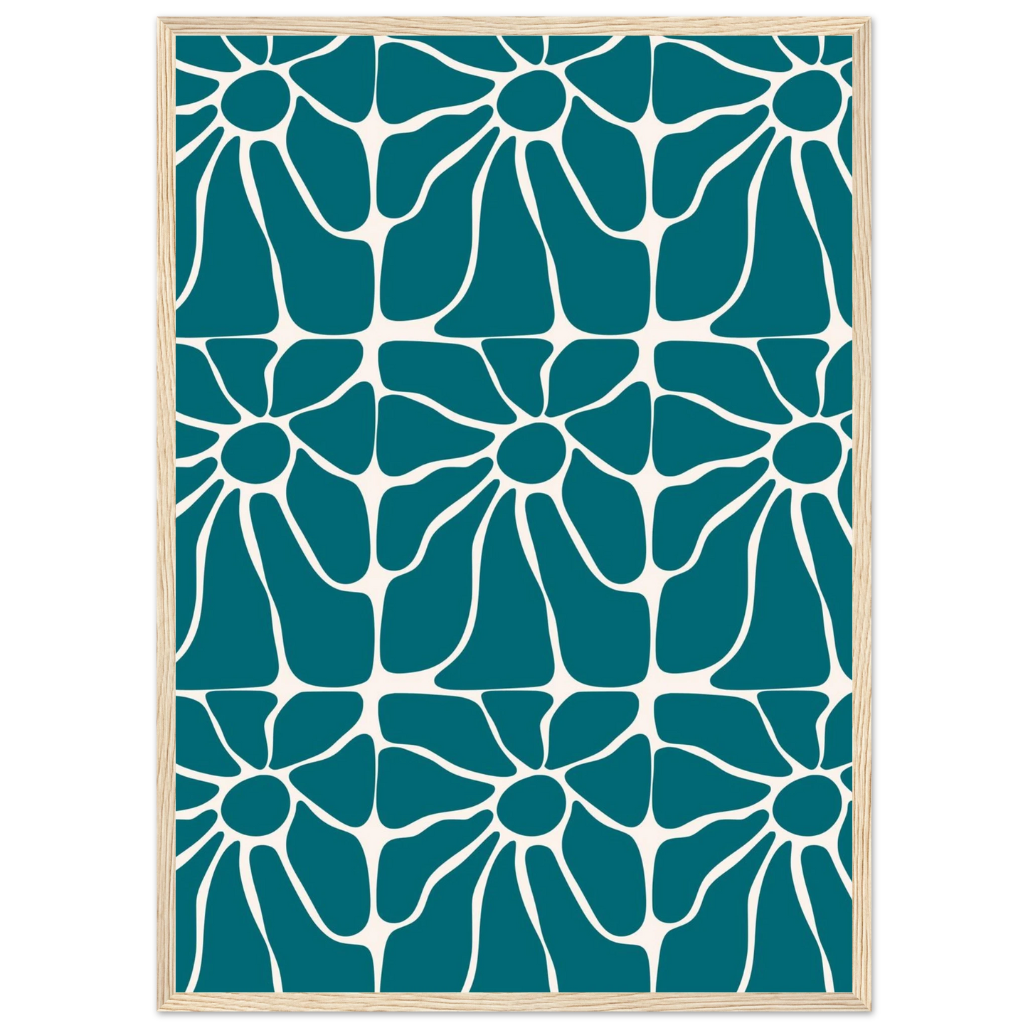 Teal talks art print in a Wood frame size A1 (59.4 x 84.1  cm) affordable wall art by Art Aunty NZ