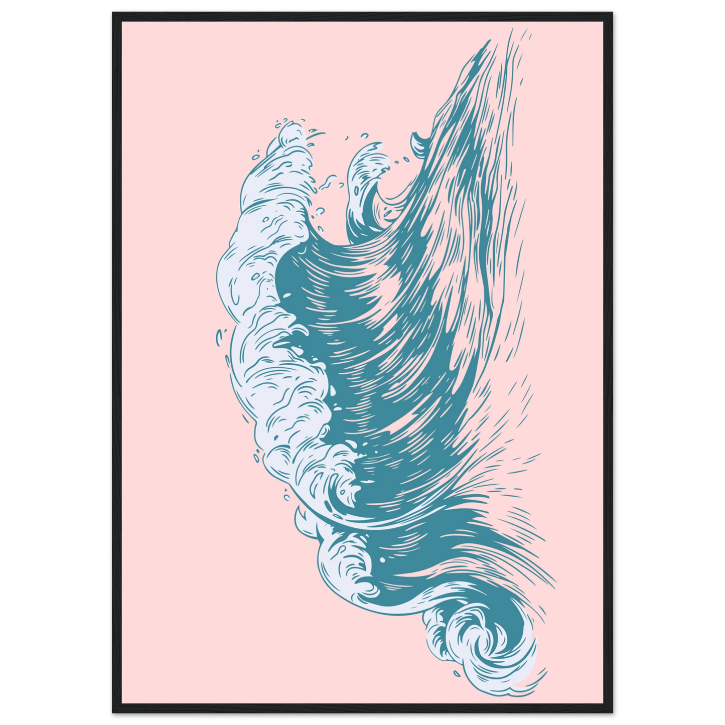 Oceanic dream wave art print aqua by anya trut choose your size frame art print in a Black frame size A2 (42 x 59.4  cm) affordable wall art by Art Aunty NZ