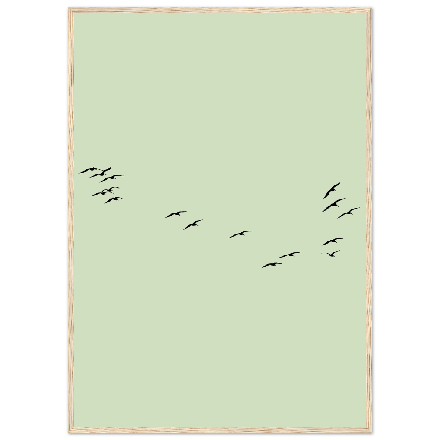 Minimalist flight framed poster serene birds in motion by anya trut available in multiple sizes frames art print in a Black frame size A1 (59.4 x 84.1  cm) affordable wall art by Art Aunty NZ