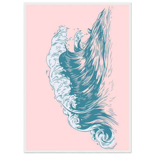 Oceanic dream wave art print aqua by anya trut choose your size frame art print in a White frame size 21x29.7 cm / 8x12" affordable wall art by Art Aunty NZ