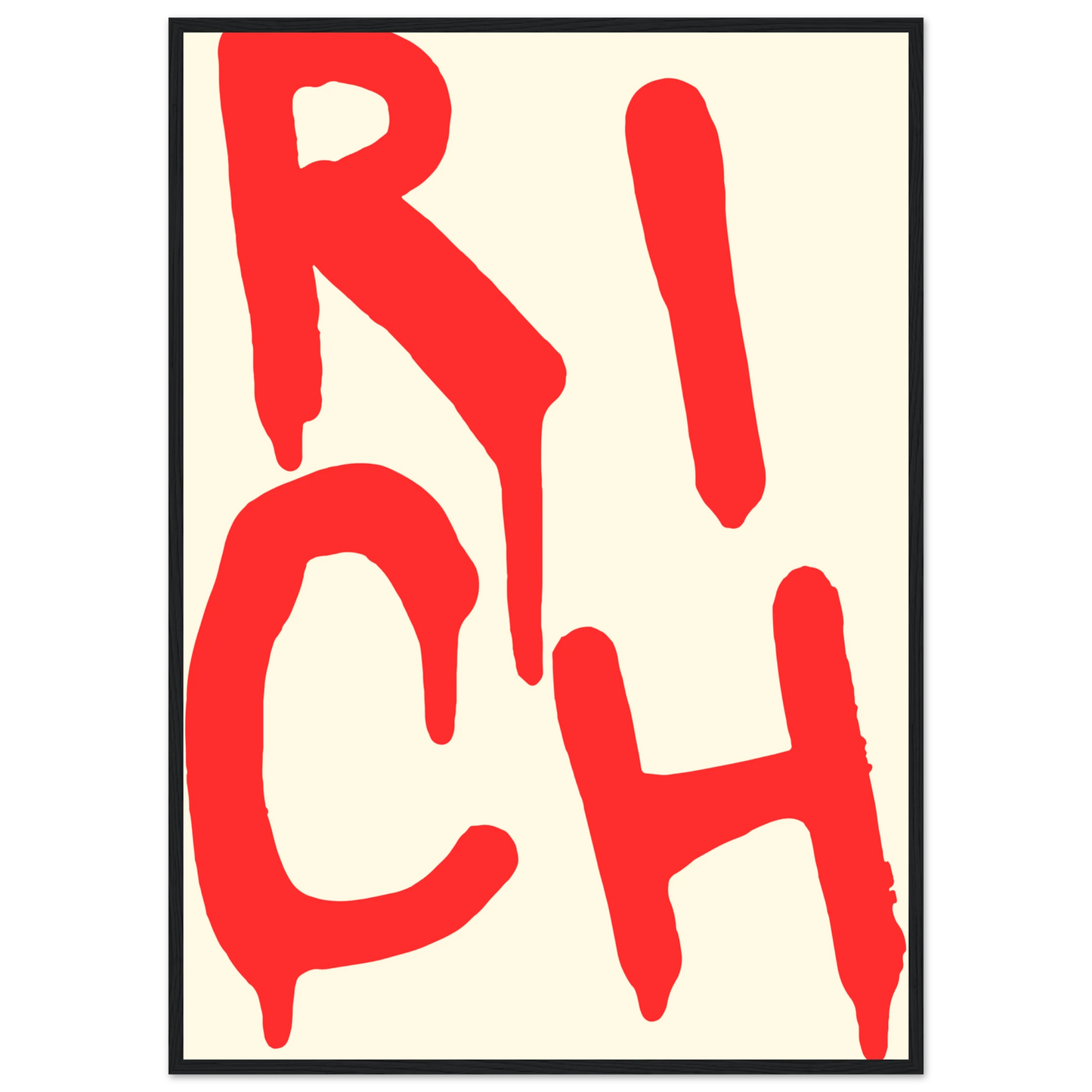 Rich red drip art print by anya trut bold statement wall decor in your choice of frame size art print in a Black frame size A2 (42 x 59.4  cm) affordable wall art by Art Aunty NZ