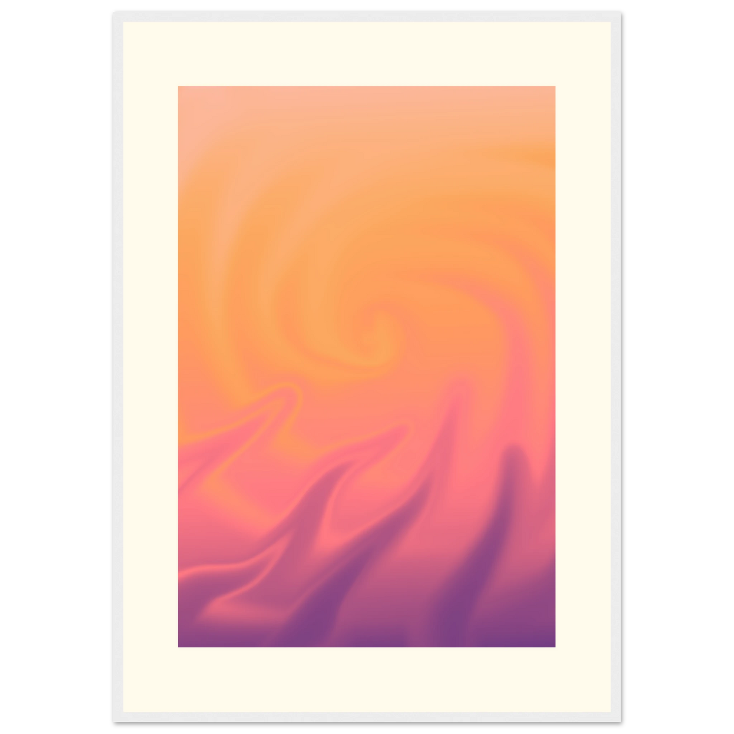 Abstract swirl framed poster radiant sunset hues by anya trut choose your size frame art print in a White frame size 21x29.7 cm / 8x12" affordable wall art by Art Aunty NZ