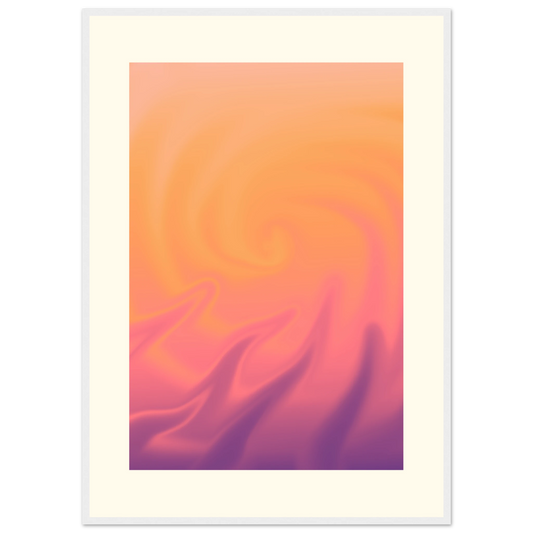 Abstract swirl framed poster radiant sunset hues by anya trut choose your size frame art print in a White frame size 21x29.7 cm / 8x12" affordable wall art by Art Aunty NZ