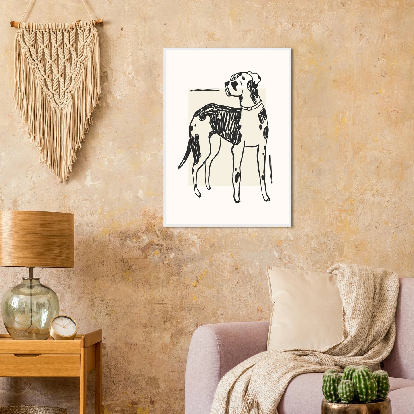 Mans best friend art print in a  size  affordable wall art by Art Aunty NZ