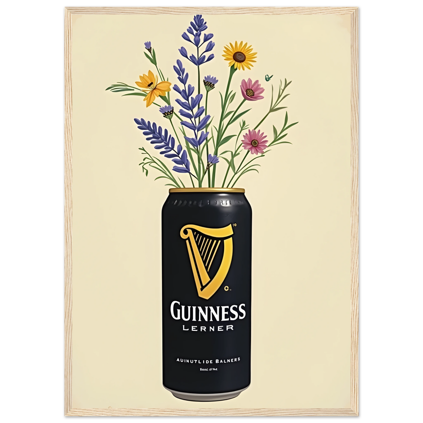 Guinness bouquet art print vibrant floral art in your choice of size frame art print in a White frame size A1 (59.4 x 84.1  cm) affordable wall art by Art Aunty NZ