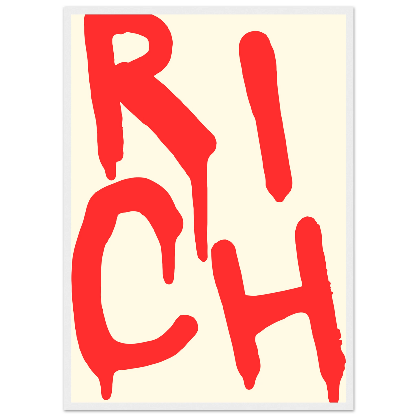 Rich red drip art print by anya trut bold statement wall decor in your choice of frame size art print in a Wood frame size A2 (42 x 59.4  cm) affordable wall art by Art Aunty NZ