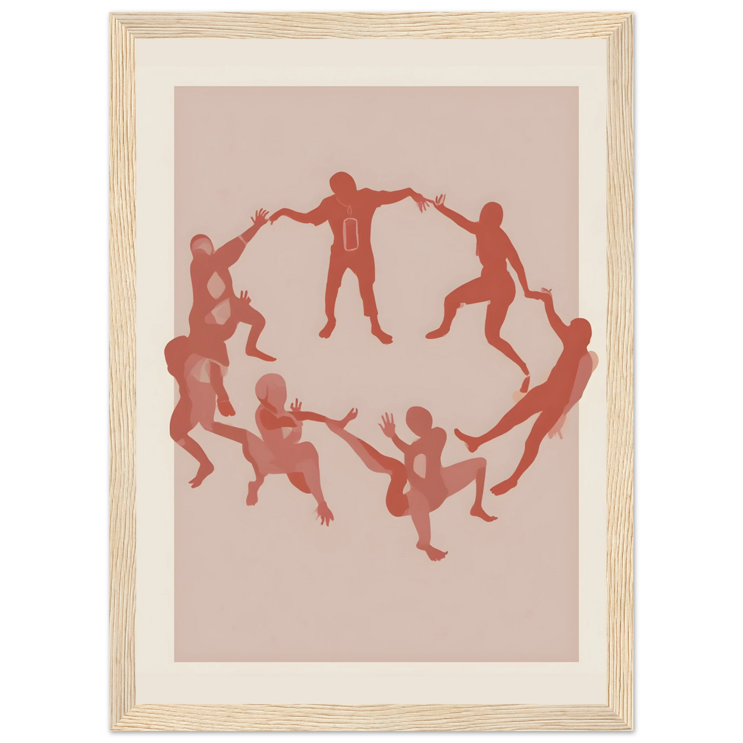 Unity in motion by anya trut modern figurative art print available in multiple sizes and frames art print in a Wood frame size A1 (59.4 x 84.1  cm) affordable wall art by Art Aunty NZ