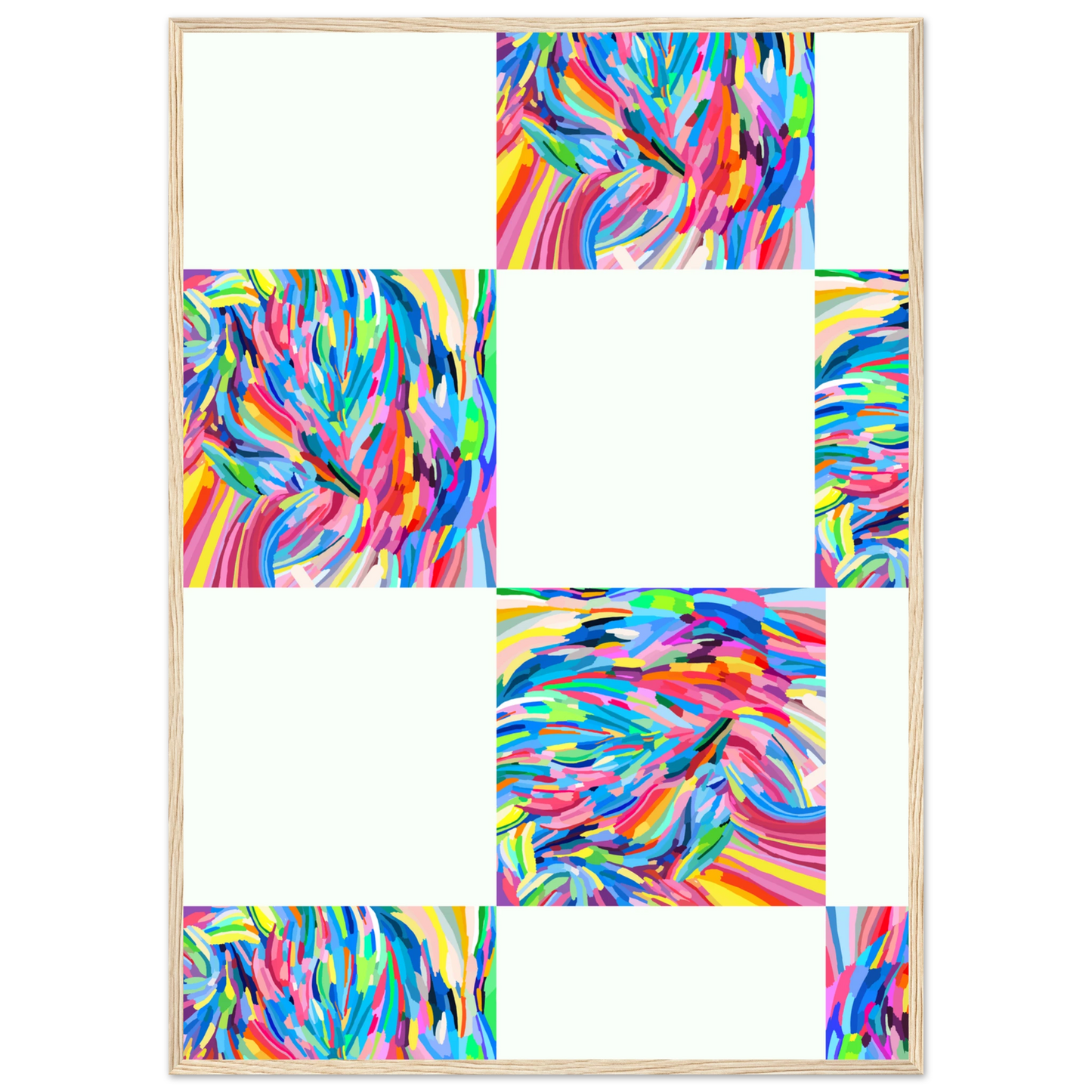 Abstract color art print vibrant swirls expressive hues framed artwork in your choice of style art print in a Black frame size A1 (59.4 x 84.1  cm) affordable wall art by Art Aunty NZ