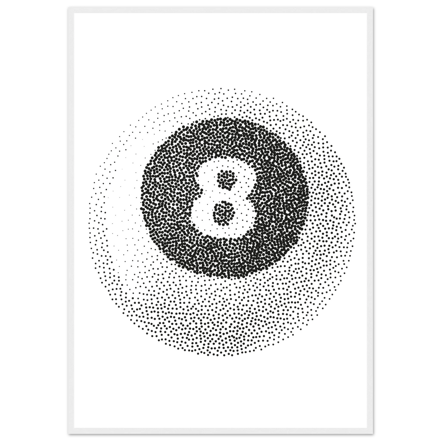 Abstract eight ball dot art print by anya trut choose your size frame art print in a White frame size 21x29.7 cm / 8x12" affordable wall art by Art Aunty NZ