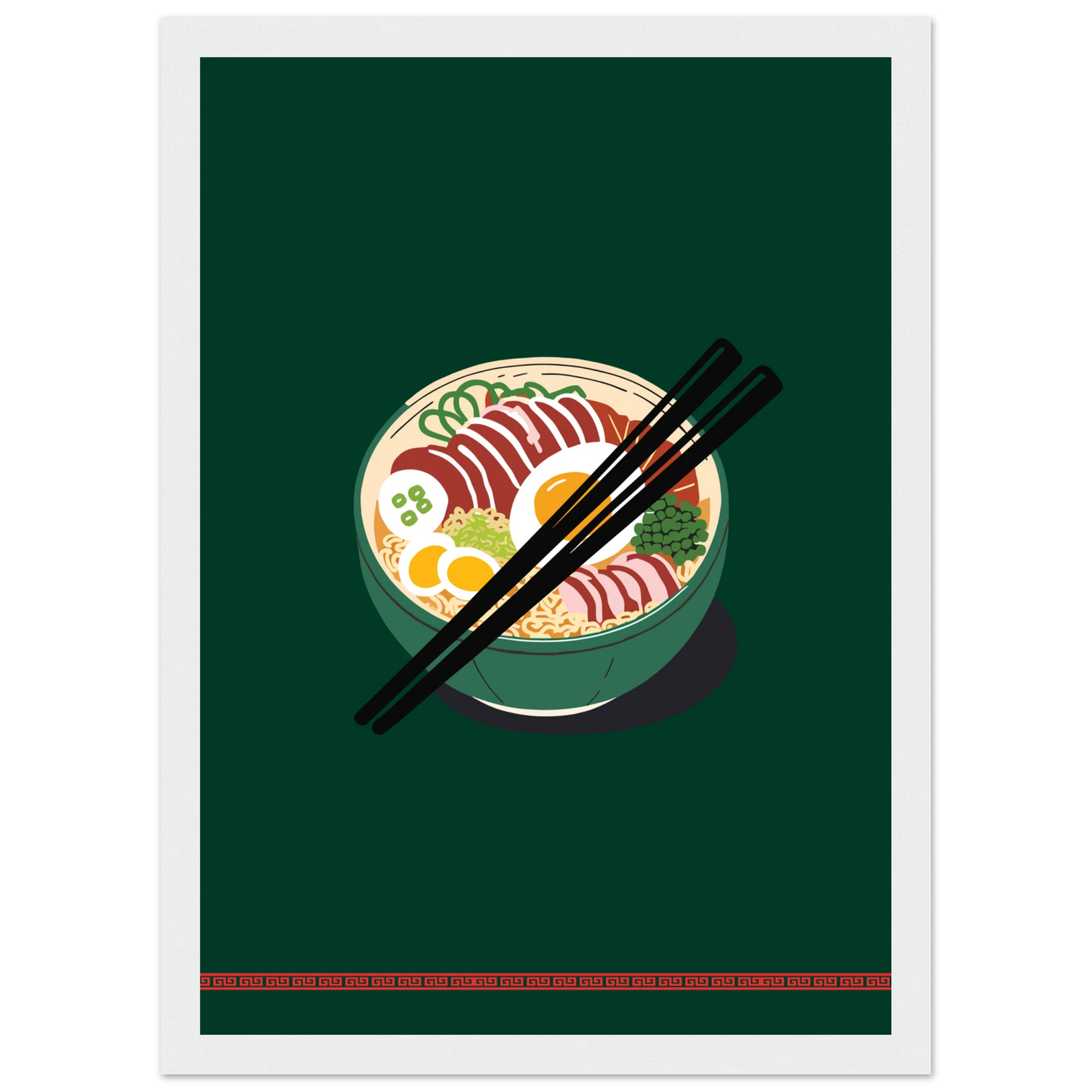 Flavorful ramen bowl wall art print by anya trut customize your size frame art print in a Wood frame size A1 (59.4 x 84.1  cm) affordable wall art by Art Aunty NZ