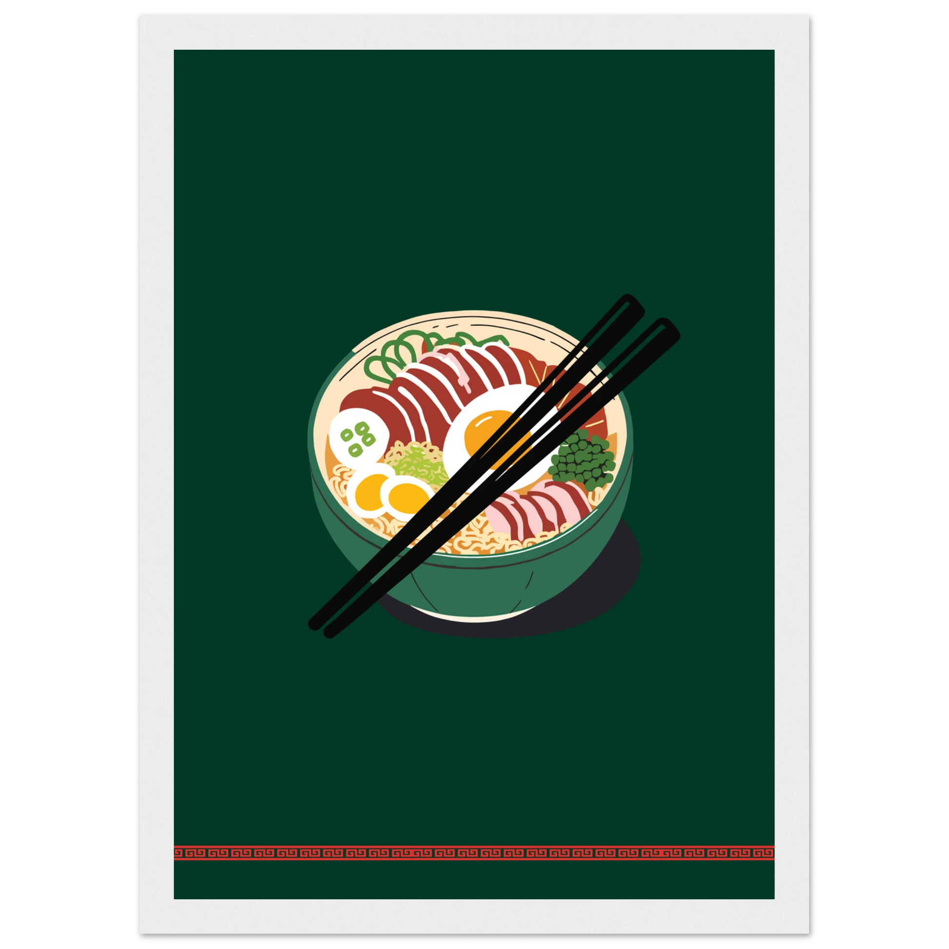 Flavorful ramen bowl wall art print by anya trut customize your size frame art print in a Wood frame size A1 (59.4 x 84.1  cm) affordable wall art by Art Aunty NZ