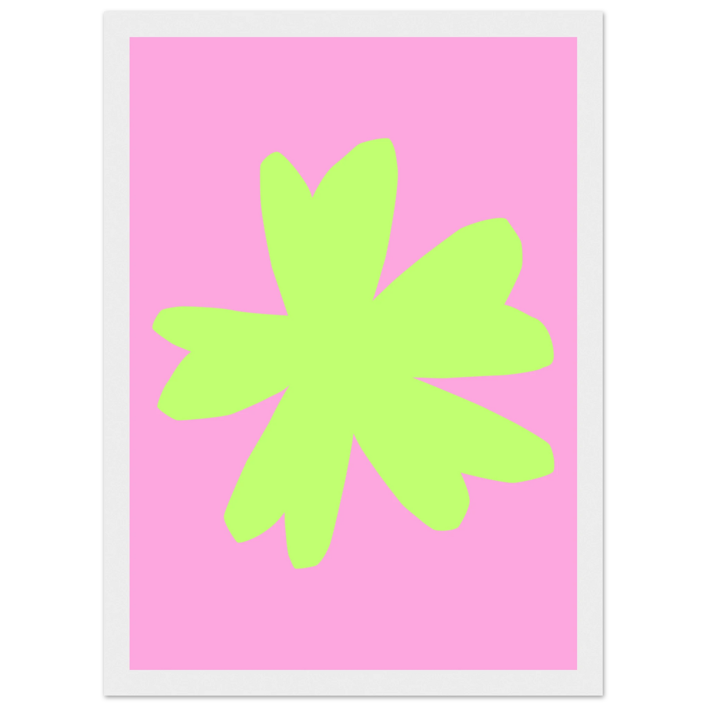 Vibrant blossom pink lime abstract floral print framed wall art by anya trut art print in a Wood frame size A1 (59.4 x 84.1  cm) affordable wall art by Art Aunty NZ