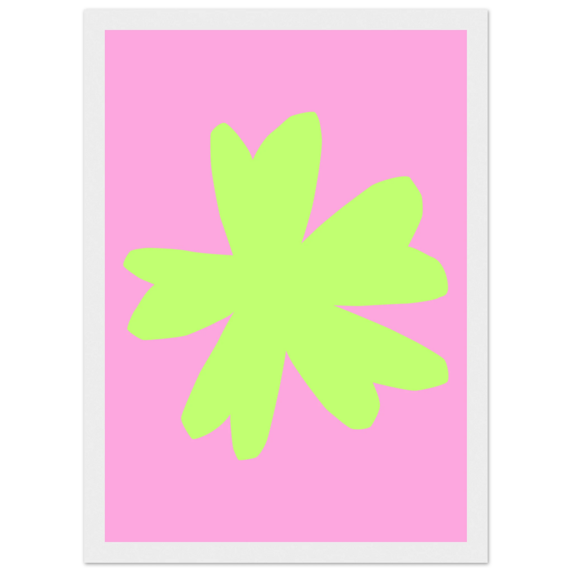 Vibrant blossom pink lime abstract floral print framed wall art by anya trut art print in a Wood frame size A1 (59.4 x 84.1  cm) affordable wall art by Art Aunty NZ
