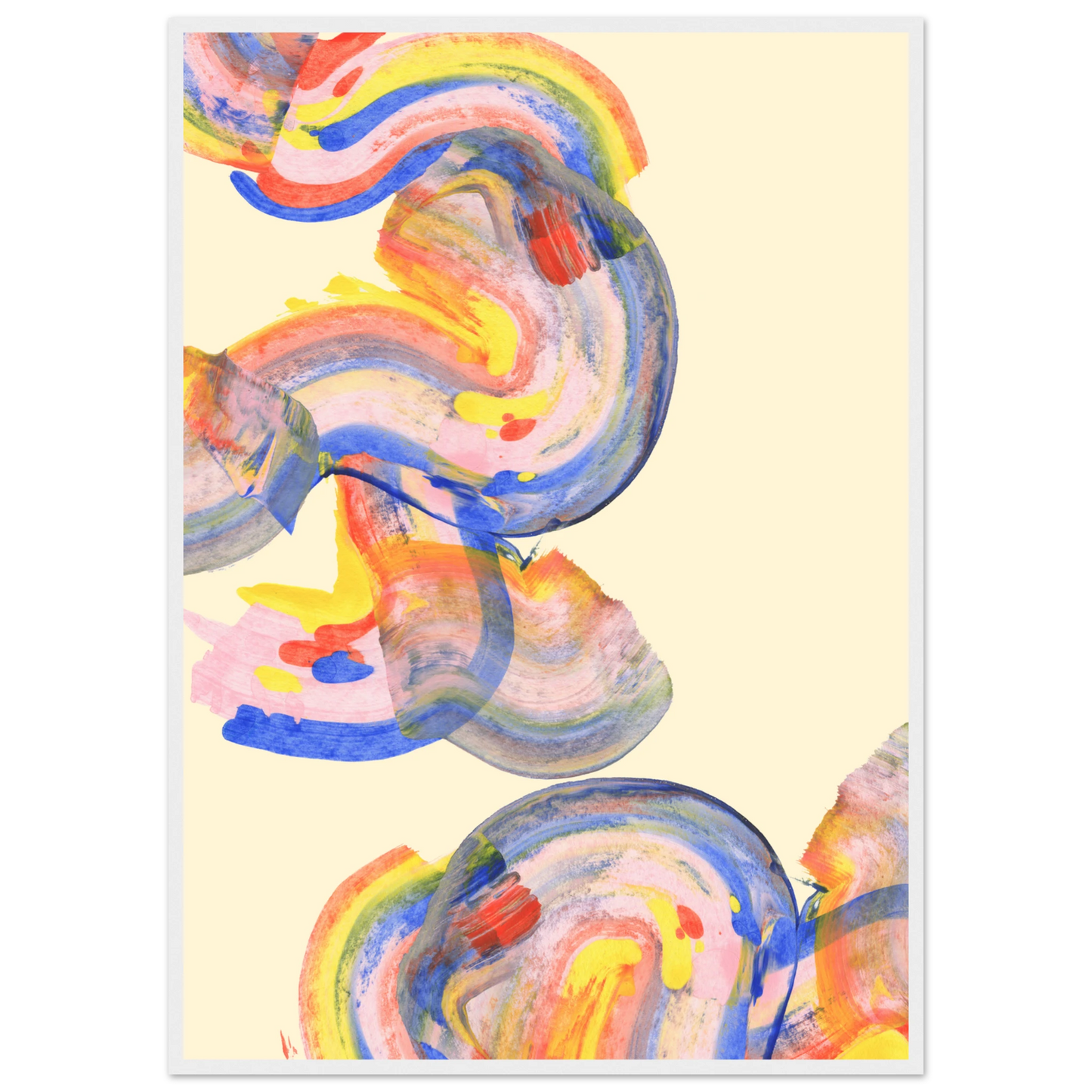 Abstract swirls vibrant framed art print by anya trut choose your size frame art print in a White frame size 21x29.7 cm / 8x12" affordable wall art by Art Aunty NZ