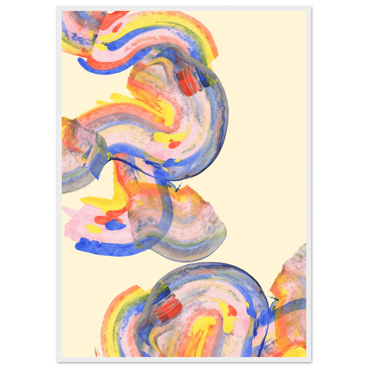 Abstract swirls vibrant framed art print by anya trut choose your size frame art print in a White frame size 21x29.7 cm / 8x12" affordable wall art by Art Aunty NZ