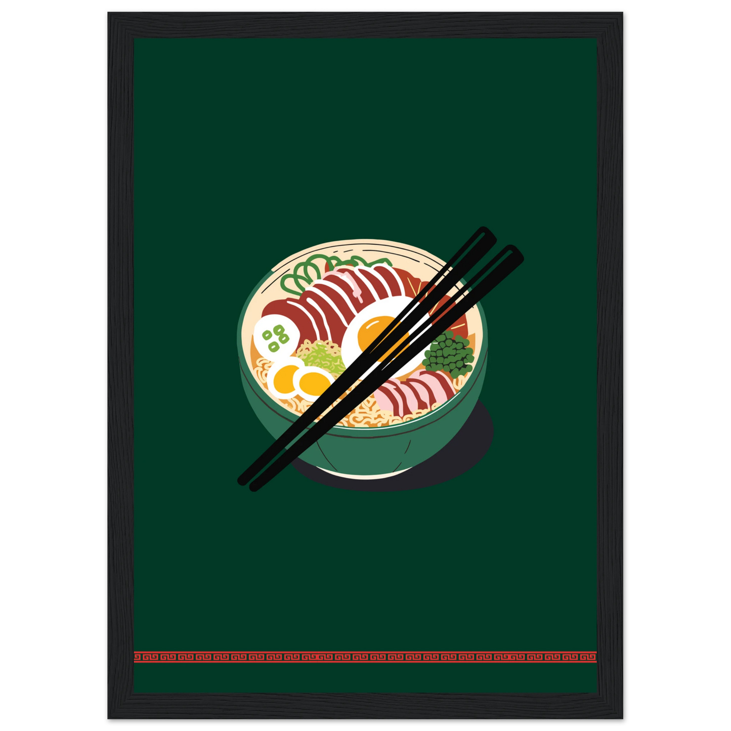 Flavorful ramen bowl wall art print by anya trut customize your size frame art print in a White frame size A2 (42 x 59.4  cm) affordable wall art by Art Aunty NZ