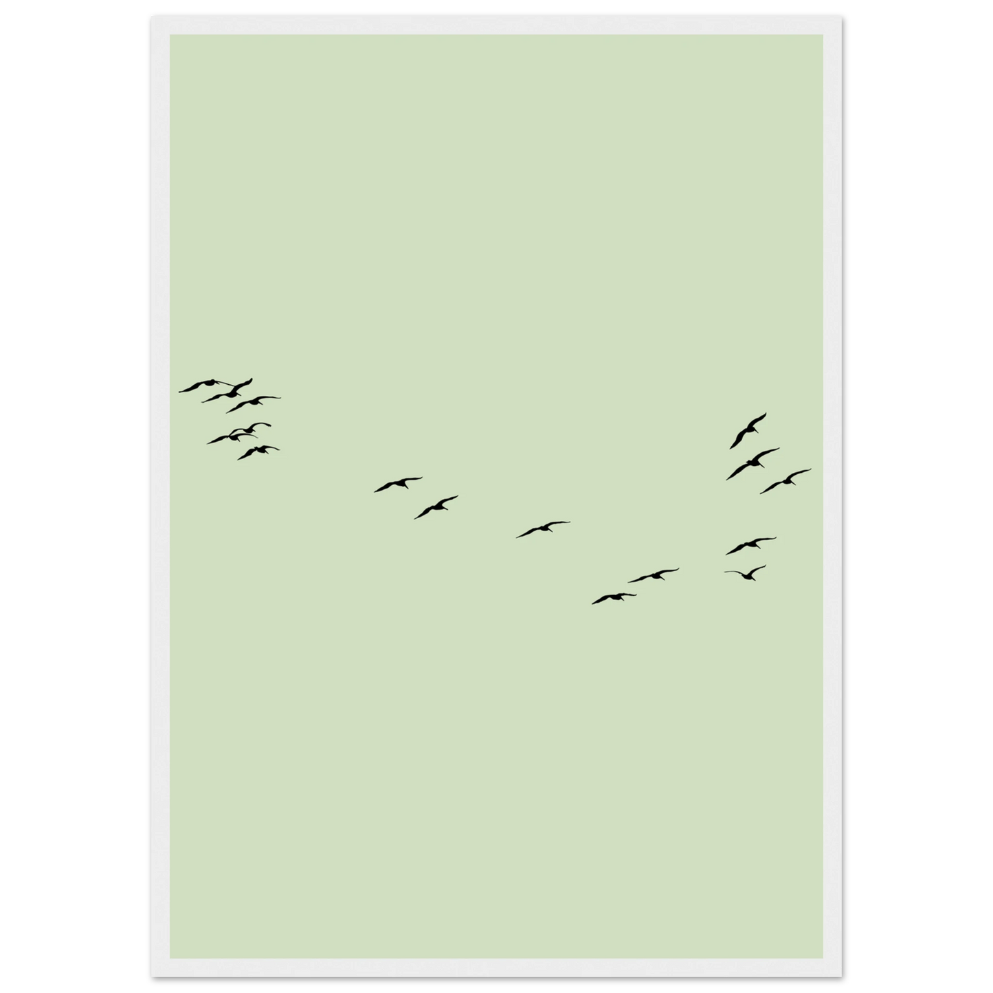 Minimalist flight framed poster serene birds in motion by anya trut available in multiple sizes frames art print in a Wood frame size A2 (42 x 59.4  cm) affordable wall art by Art Aunty NZ