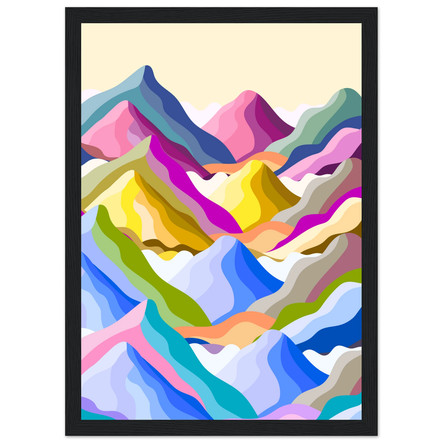 Abstract mountain peaks art print kaleidoscope ridge by anya trut in your choice of frame art print in a White frame size A2 (42 x 59.4  cm) affordable wall art by Art Aunty NZ