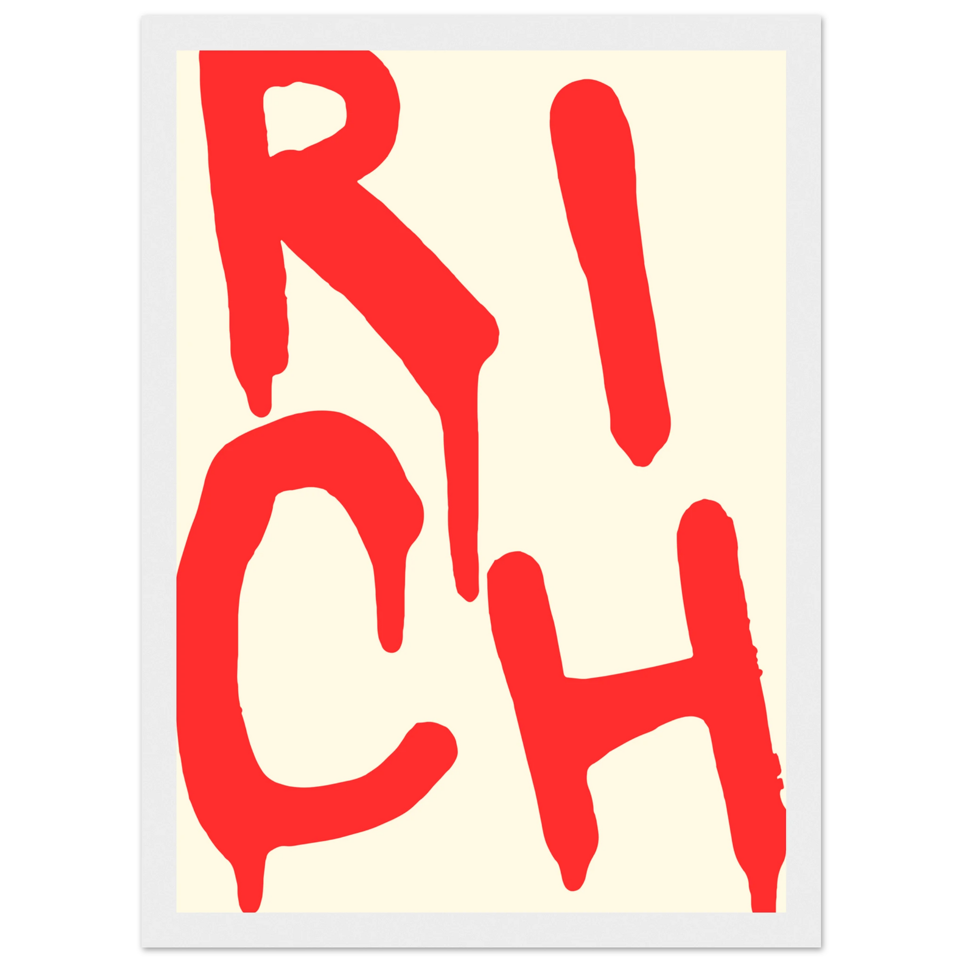 Rich red drip art print by anya trut bold statement wall decor in your choice of frame size art print in a Wood frame size A1 (59.4 x 84.1  cm) affordable wall art by Art Aunty NZ