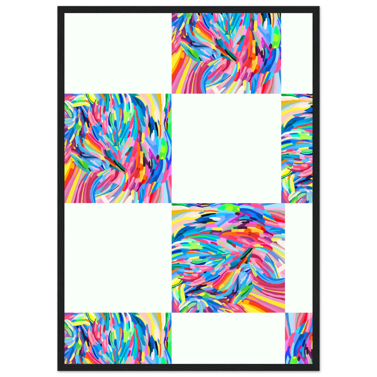 Abstract color art print vibrant swirls expressive hues framed artwork in your choice of style art print in a Wood frame size 21x29.7 cm / 8x12" affordable wall art by Art Aunty NZ