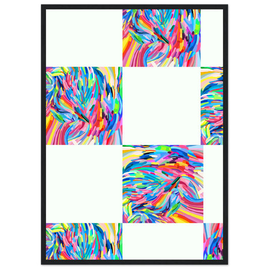 Abstract color art print vibrant swirls expressive hues framed artwork in your choice of style art print in a Wood frame size 21x29.7 cm / 8x12" affordable wall art by Art Aunty NZ