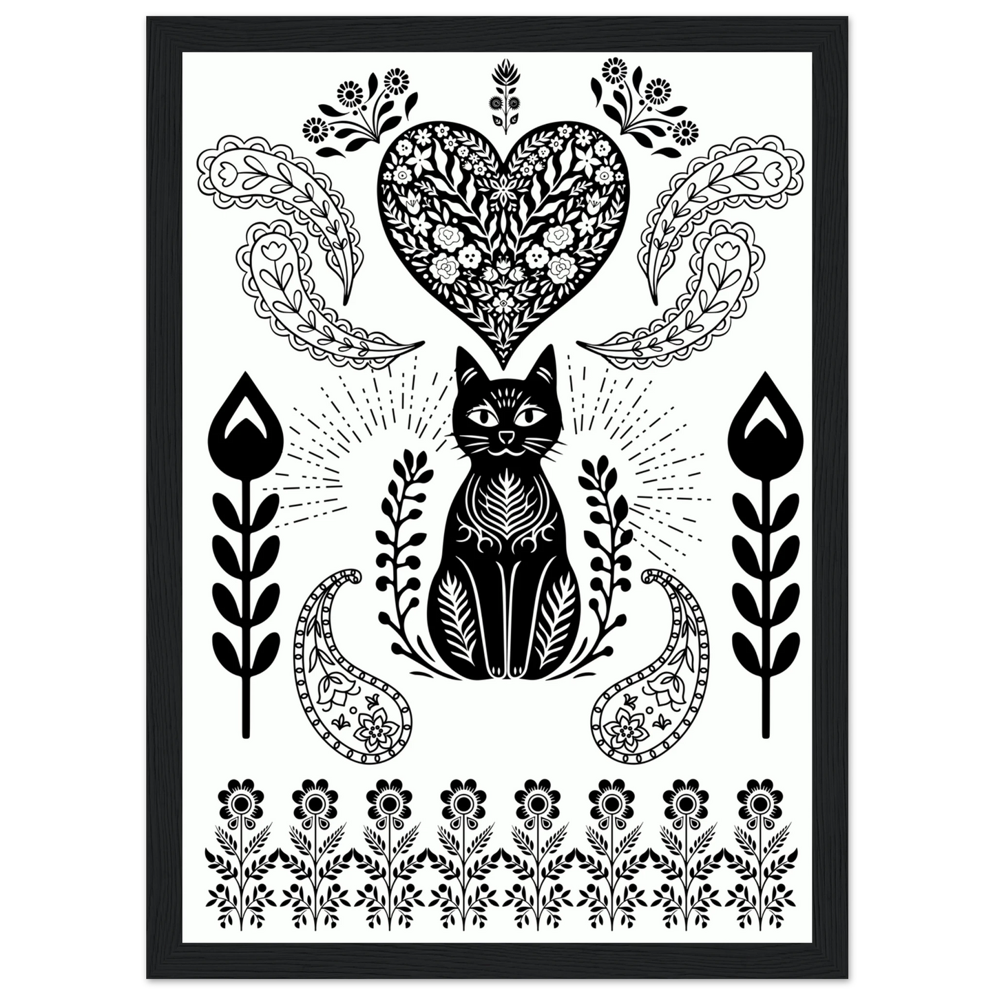 Zen pat art print in a Black frame size 21x29.7 cm / 8x12" affordable wall art by Art Aunty NZ