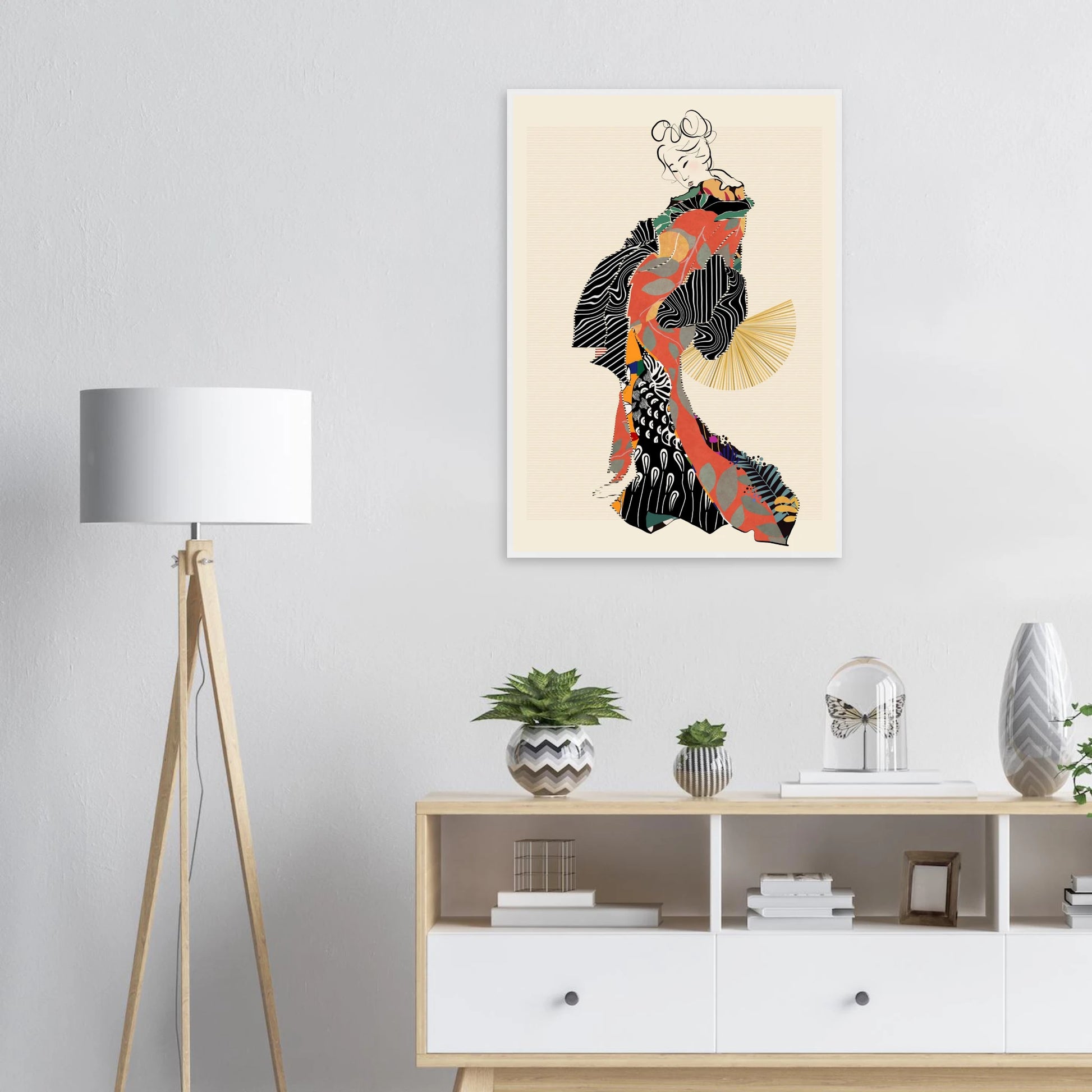 Abstract kimono geisha art print by ioana horvat vibrant patterns elegant style various sizes frames art print in a  size  affordable wall art by Art Aunty NZ